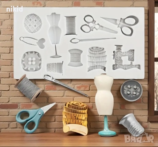 шивашки инструменти шивачка шевни копчета игла фигурки силиконов молд форма украса торта фондан