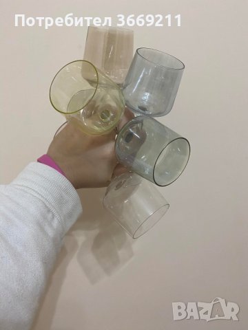 Интересни цветни стъклени чаши за аперитив , снимка 1 - Чаши - 43225663