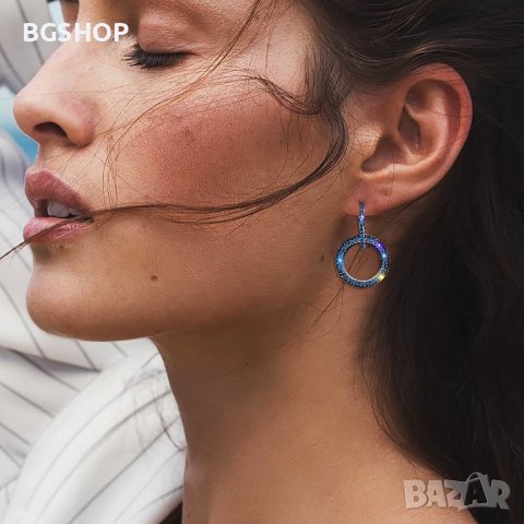 Стилни дамски обеци - Blue, снимка 4 - Обеци - 37473540