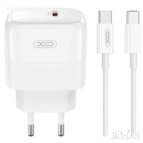 Зарядно/Адаптер 220V / XO-L136 PD 20W + Type-C - Type-C Кабел / Бял / Баркод : 456414