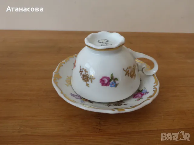 Колекционерска порцеланова чаша за кафе сет Райхенбах 1970 г, снимка 6 - Чаши - 47484940