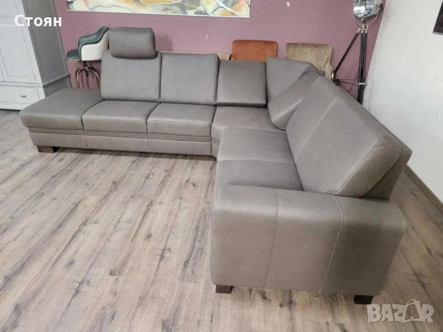 ПРОМОЦИЯ!!! Кожен ъглов диван цвят кафяв Нуга ZE - EM05002, снимка 6 - Дивани и мека мебел - 52838297