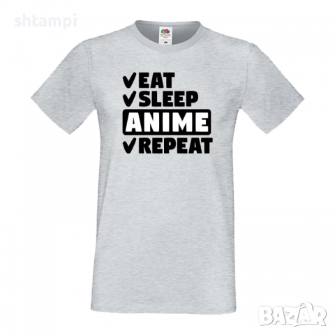 Мъжка тениска Anime,Eat,Sleep,Anime,Repeat,Ядене,Спане,Подарък,Повторение,Празник,, снимка 4 - Тениски - 36418841