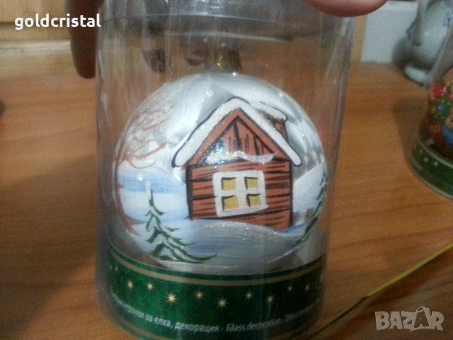 Стъклена коледна топка за елха ръчно рисувана, снимка 3 - Антикварни и старинни предмети - 43237427