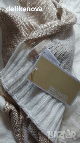 Michael Kors. Original 180/28 см. Шал с бял и златен цвят