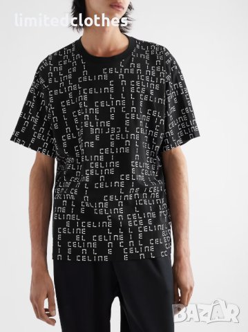 CELINE Black Monogram Digital Logo Print Мъжка Тениска size M и XL
