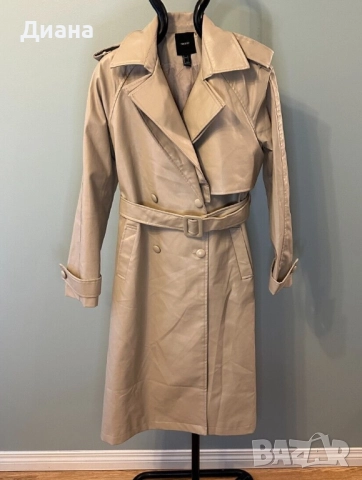 Кожен бежов тренч Forever 21, снимка 3 - Палта, манта - 52035514