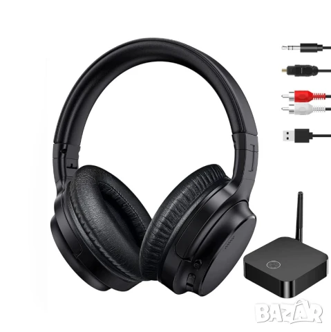 Безжични слушалки LETSACTIV за TV с обхват 60 м, оптичен вход, AUX, RCA и USB, Hi-Fi аудио, снимка 1