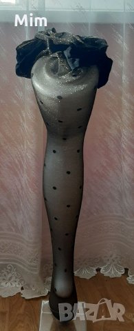 М Златист брокатен чорапогащник с точки , снимка 4 - Бельо - 34884382