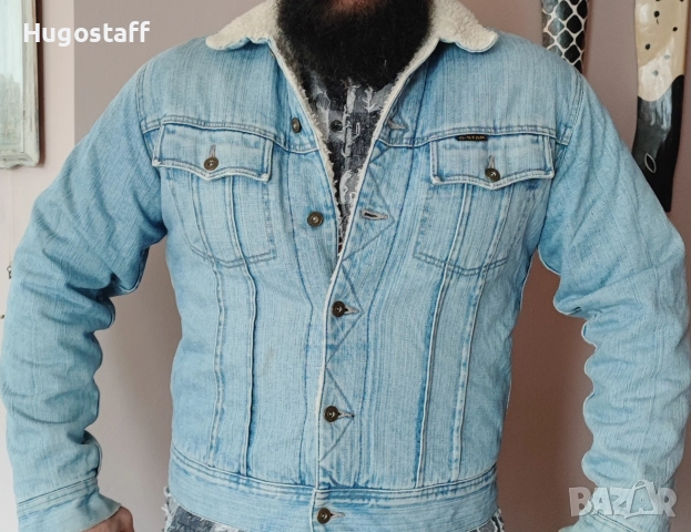 Оригинално G-star мъжко топло дънково яке с подплата L, снимка 11 - Якета - 52562103