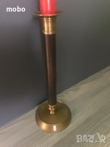 Свещник от мед, височина 26см, основа 10см /диаметър/
