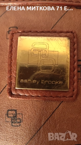 Кожена дамска чанта от Ashley Brooke в кафяв цвят, снимка 2 - Чанти - 52314150