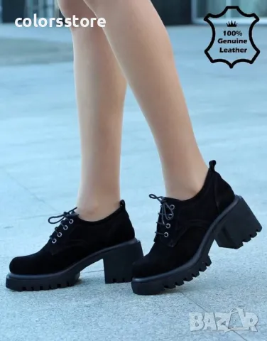 Обувки на ток - черен ЕСТЕСТВЕН велур - 27702, снимка 2 - Дамски ежедневни обувки - 49411045