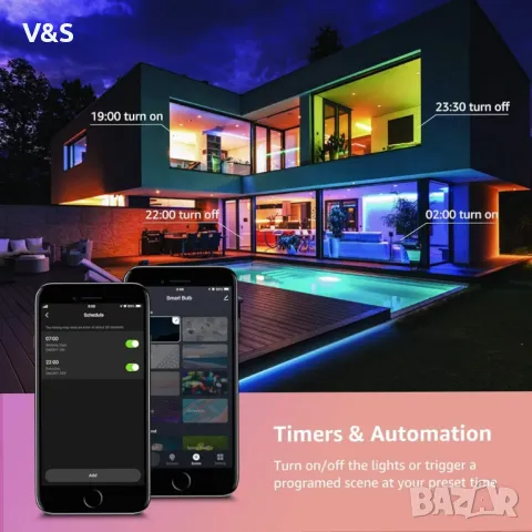 Смарт крушка Lepro E27, интелигентни крушки с винт, променящи цвета смарт E27 LED.2 броя, димируема , снимка 5 - Лед осветление - 47956006