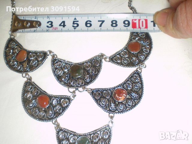 Ретро накит бял метал с ахат, снимка 5 - Други ценни предмети - 39237735