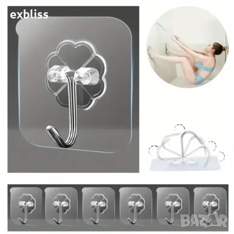 Самозалепваща се закачалка с метална кукичка 5бр.