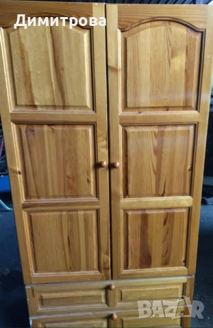 Двукрилен гардероб с надстройка масивно дърво, снимка 3 - Гардероби - 51135559