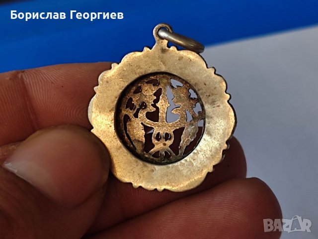 Стара сребърна висулка със злато, снимка 5 - Колиета, медальони, синджири - 37916496