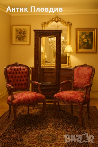 Кресло в Луи XV стил с дамаска в бароков орнамент