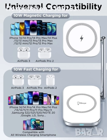 Безжично зарядно за телефон 2 в 1, снимка 3 - Apple iPhone - 51492589