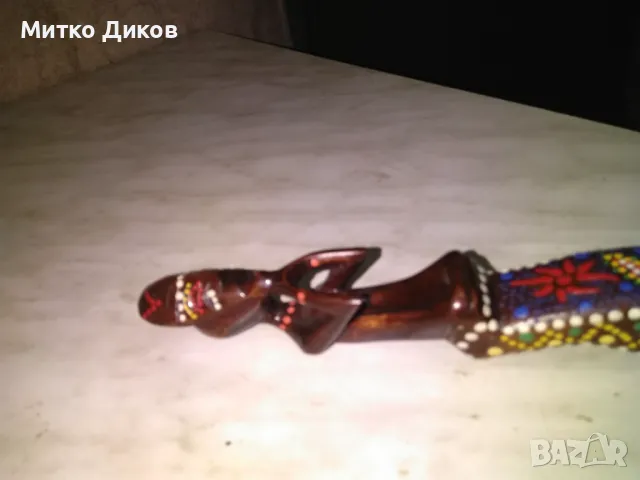 Дървена африканска фигура с носия отлична Н-185мм, снимка 7 - Декорация за дома - 48596152