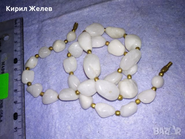 ДРАГОЦЕННА СТАРИНЕН СТИЛ ОГЪРЛИЦА КОЛИЕ НАТУРАЛЕН МЛЕЧЕН КВАРЦ и БРОНЗ 34666, снимка 8 - Колиета, медальони, синджири - 39202107