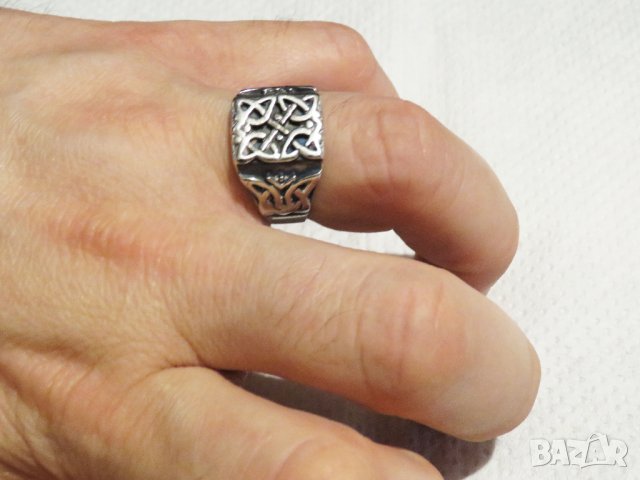 Мъжки сребърен пръстен, Старинен сребърен пръстен с викингски възел - символът на вечноста сребро, снимка 5 - Пръстени - 33099167