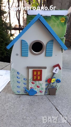 Декоративна къща за птици - Living Garden , син и бял цвят, снимка 5 - Декорация за дома - 32830135