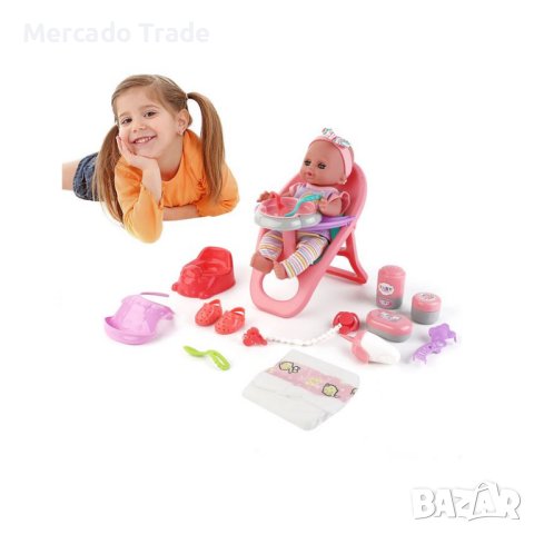 Комплект Mercado Trade, Столче за хранене със звуци, Кукла и аксесоари, снимка 2 - Кукли - 43121259