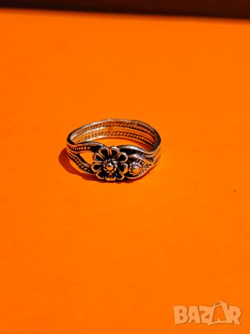 Стар дамски сребърен пръстен с цвете - филигран - красота за твоята ръка, снимка 3 - Пръстени - 36844900