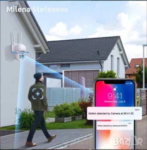 Wi Fi камера 1080P с връзка за PC, IOS, Android и нощен запис /Резолюция: 2MPX; Вграден микрофон; Дв, снимка 3 - IP камери - 49100969