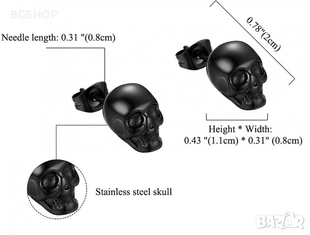 Обеци с череп - Black, снимка 2 - Обеци - 37705200