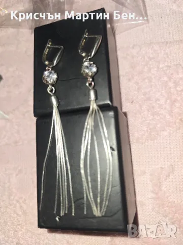 Сребърни висящи обеци проба 925, снимка 4 - Обеци - 42848248