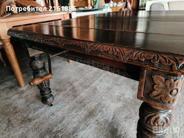 Антикварна маса с дърворезба , снимка 6 - Антикварни и старинни предмети - 51444237