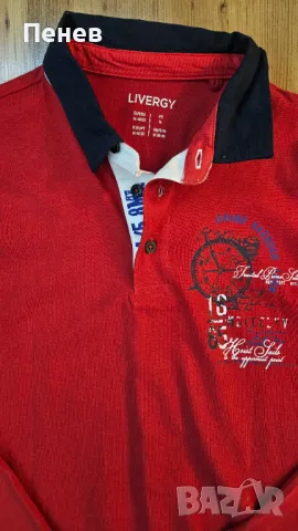 Мъжка червена блуза с яка, снимка 3 - Спортни дрехи, екипи - 49454442