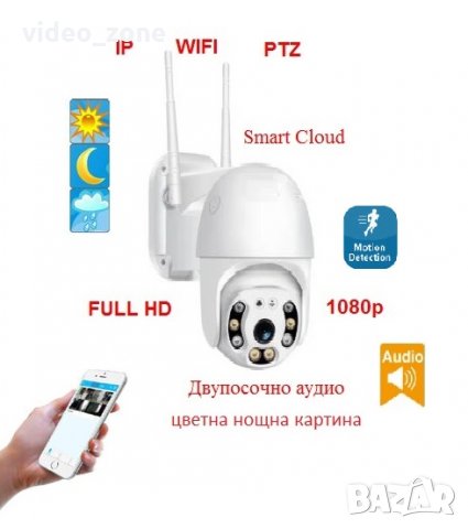 Безжична PTZ 5MP lens Full HD външна управляема WIFI IP камера, снимка 1 - IP камери - 32246474