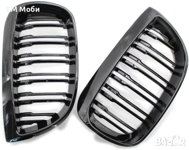 Решетки Бъбреци Двойни Черен Гланц за БМВ BMW 1 серия E81 E87 2004-2011 г., снимка 4 - Аксесоари и консумативи - 50456990