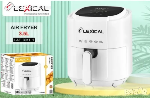 Фритюрник с горещ въздух Lexical Airfryer LAF-3011-1/2 1200W 3.5L бял/черен, снимка 2 - Фритюрници - 48081269