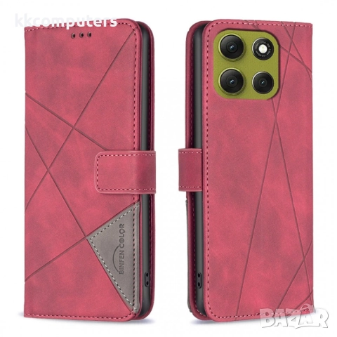 Motorola Moto G86 5G / Power 5G Кожен Калъф-Портфейл със стойка и Протектор - BINFEN COLOR [Геометри, снимка 5 - Калъфи, кейсове - 51959233