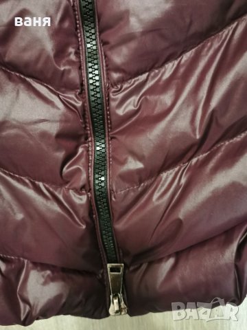 Топло дълго яке бордо с естествен пух на яката , снимка 5 - Якета - 38869168