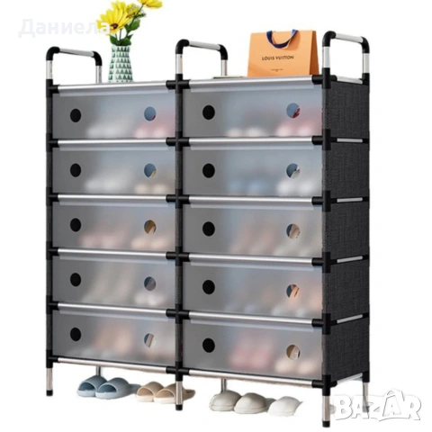 Многоетажен шкаф за обувки с прозоречни врати и голям капацитет, снимка 6 - Шкафове - 53256888