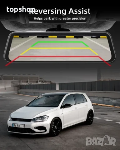 10-инчова 4K 2160p/30fps UHD огледална камера видеорегистратор, GPS, 64GB SD, USB C, снимка 2 - Аксесоари и консумативи - 50542329