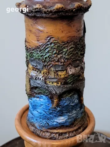 дървен свещник с декоративна свещ    17/3, снимка 3 - Декорация за дома - 48995572