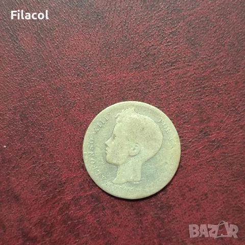 Испания 1 песета 1896 г. Алфонсо XIII, снимка 2 - Нумизматика и бонистика - 52865638