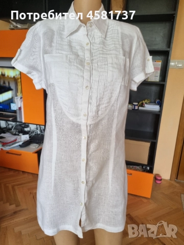 Дамска ленена риза/ рокля, размер М, снимка 4 - Туники - 51880185