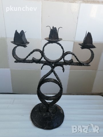 Ретро, свещник от ковано желязо, снимка 2 - Антикварни и старинни предмети - 43921275