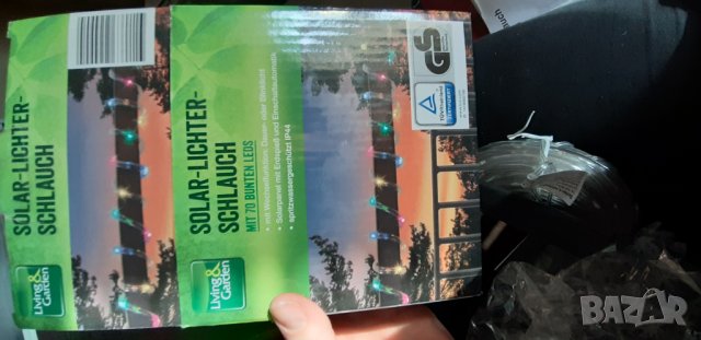 Соларни LED лампички в маркуч за навън, Цветни или бели, 7м и 8,9м - нови!