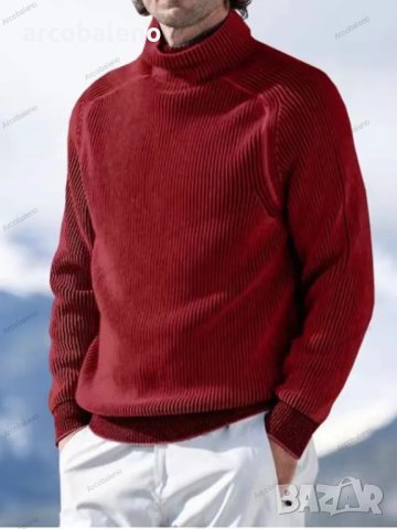 Ежедневен мъжки моден трикотажен пуловер с висока яка и дълги ръкави, 5цвята - 023, снимка 2 - Пуловери - 43120852