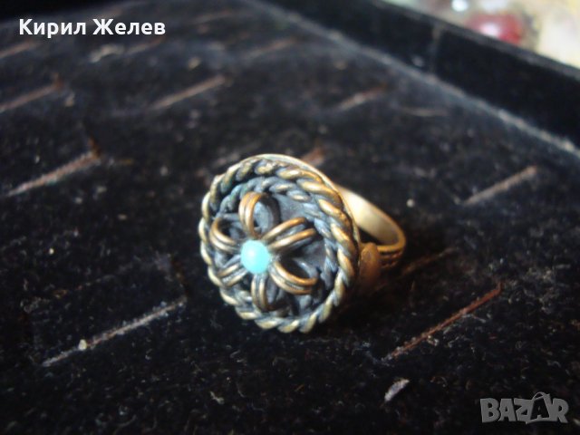 19 ВЕК ВЪЗРОЖДЕНСКИ ТРАДИЦИОНЕН ТЮРКОАЗЕН ПРЪСТЕН БРОНЗ САЧАН МАЙСТОРСКА СТАРА ИЗРАБОТКА 22208, снимка 13 - Антикварни и старинни предмети - 33051710