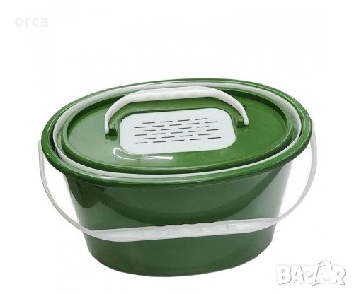 Кофа за стръв 10 л с мрежесто отделение – удобна за живи рибки